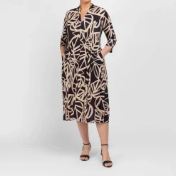 Clearance Alembika Abstract Leaf Print Dress Black