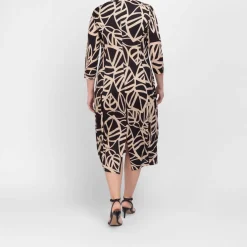 Clearance Alembika Abstract Leaf Print Dress Black