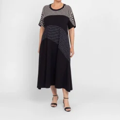 Discount Alembika Striped Jersey Dress Black