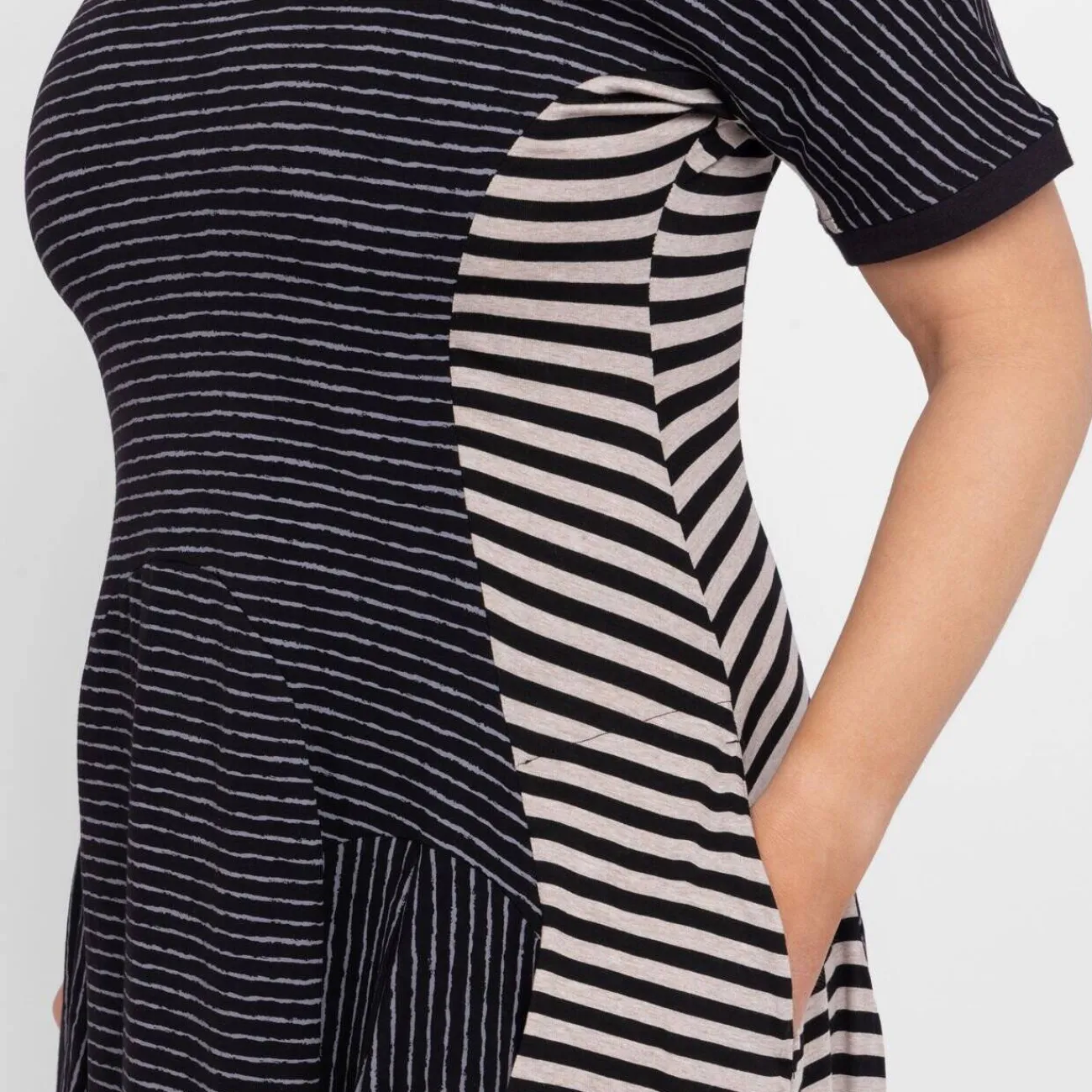 Clearance Alembika Striped Jersey Dress Black