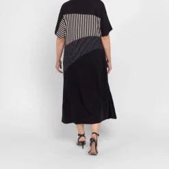 Discount Alembika Striped Jersey Dress Black