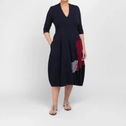 Fashion Alembika V-Neck Jersey Dress Navy