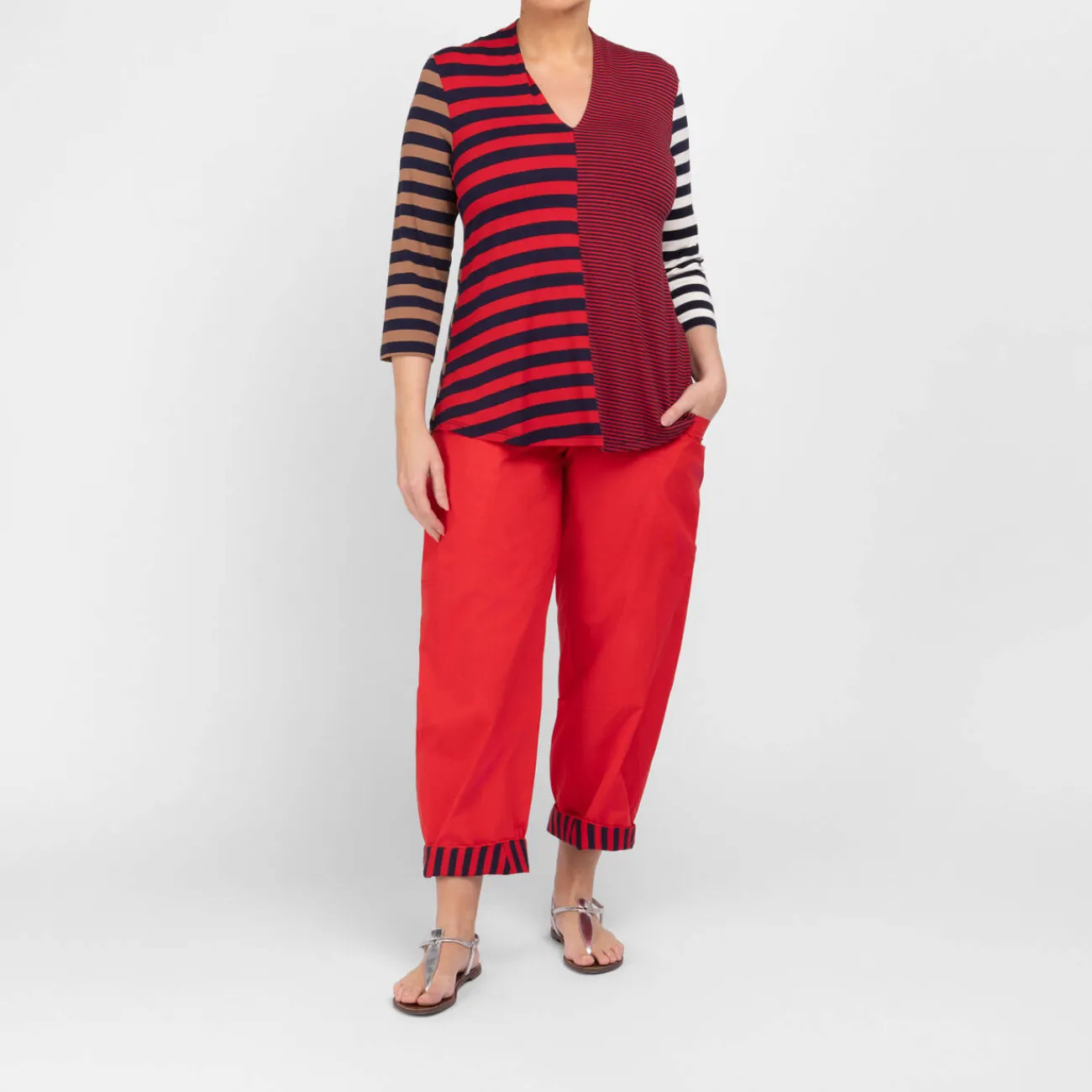 Sale Alembika V-neck Jersey Striped Tunic