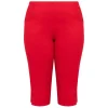 Fashion Beige Capri Trousers Red