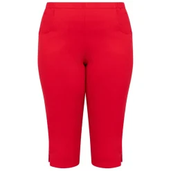Fashion Beige Capri Trousers Red