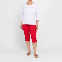 Fashion Beige Capri Trousers Red