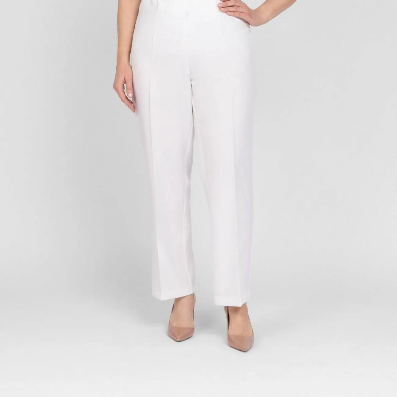 Online Beige Classic Regular Leg Pull On Trouser Off-White