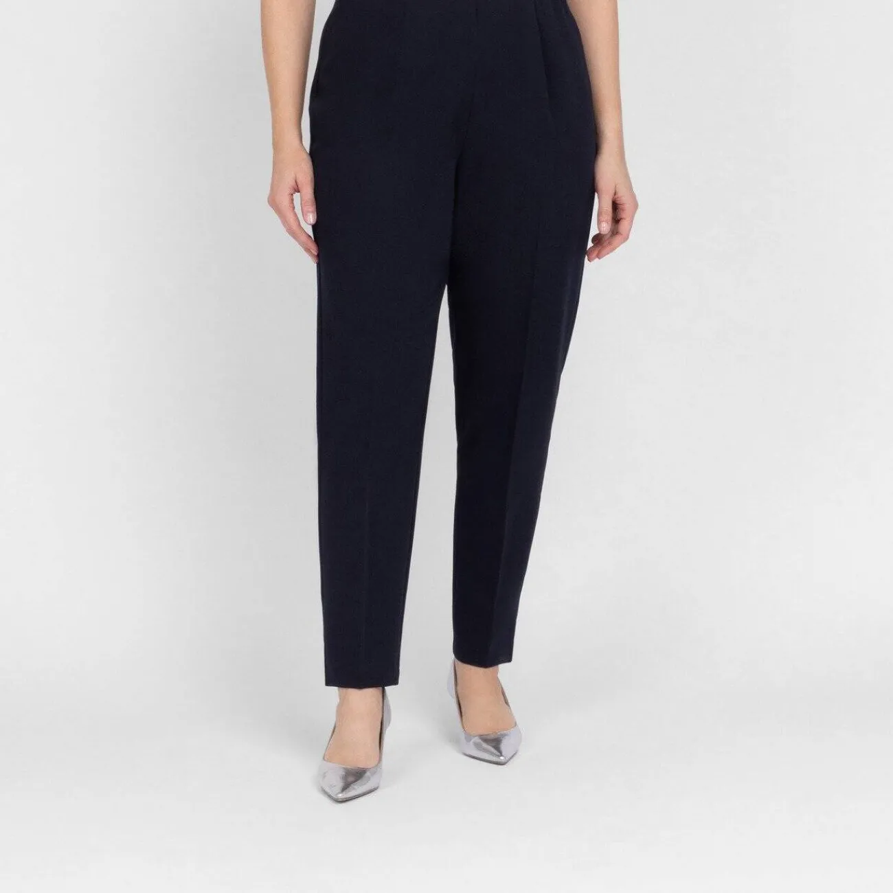 Online Beige Classic Slim Leg Pull On Trouser Navy