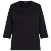 Hot Beige Cotton 3/4 Sleeve T-Shirt Black