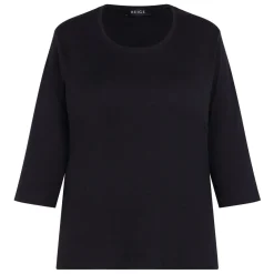 Hot Beige Cotton 3/4 Sleeve T-Shirt Black
