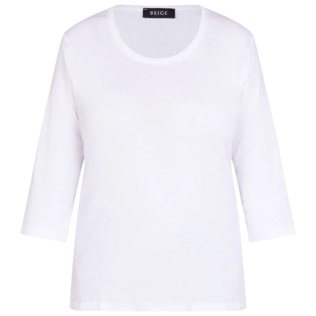 Online Beige Cotton 3/4 Sleeve T-Shirt White