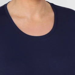 Online Beige Cotton 3/4 Sleeve T-Shirt Navy