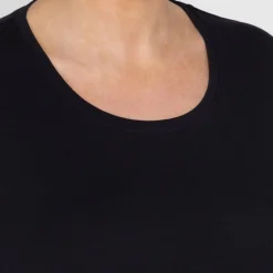 Hot Beige Cotton 3/4 Sleeve T-Shirt Black