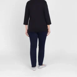 Hot Beige Cotton 3/4 Sleeve T-Shirt Black