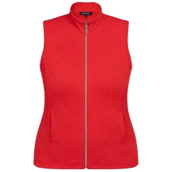 Outlet Beige Jersey Zip Gilet Red