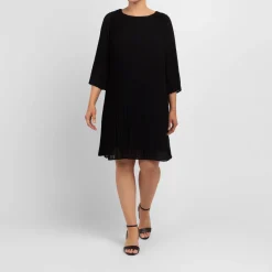 Fashion Beige Pleated Georgette Dress Black
