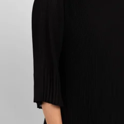 Fashion Beige Pleated Georgette Dress Black
