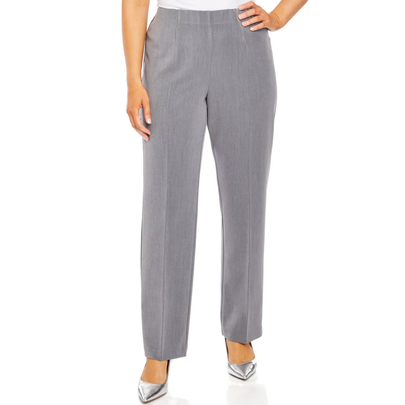 Hot Beige Pull On Trouser Grey Parallel Leg