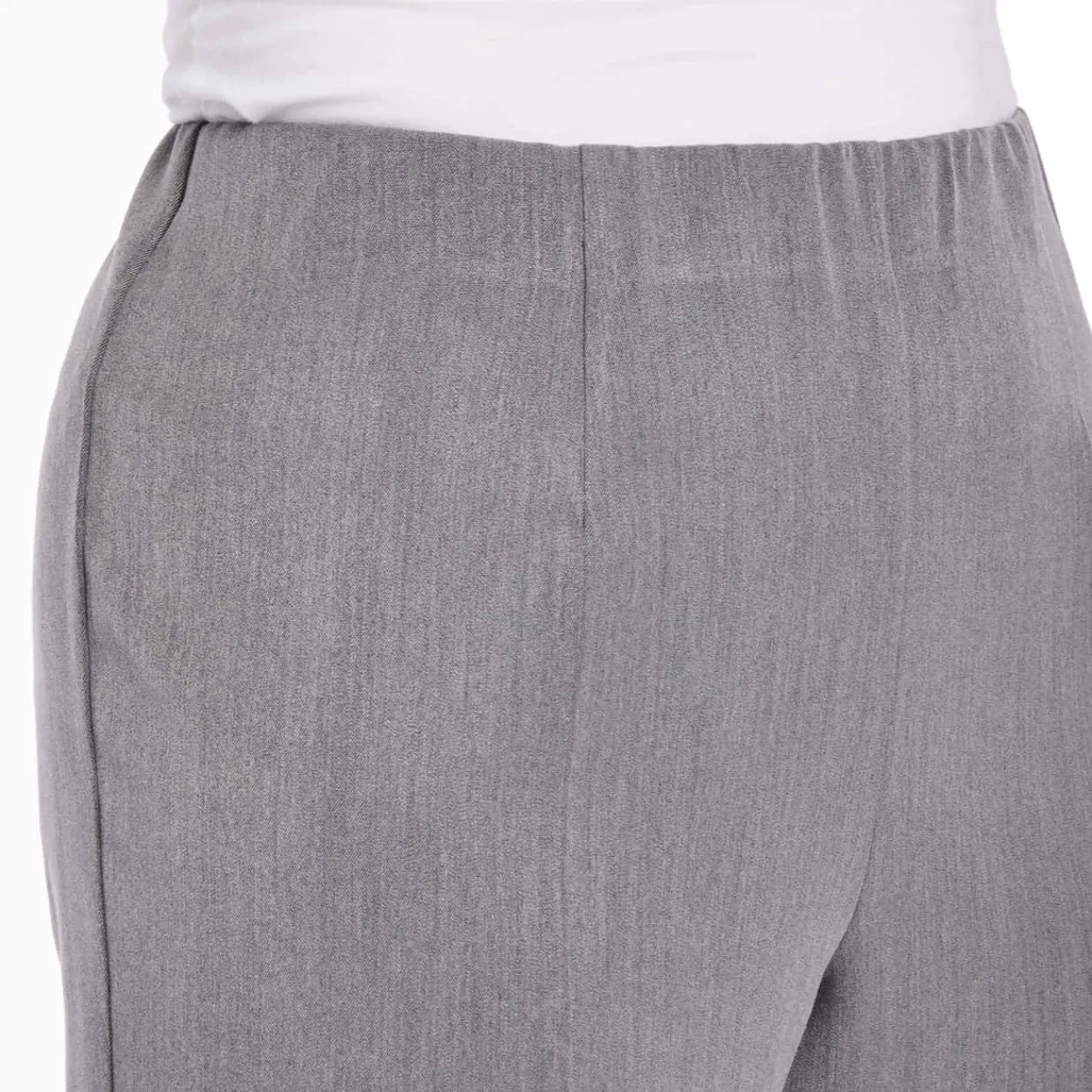 Hot Beige Pull On Trouser Grey Parallel Leg