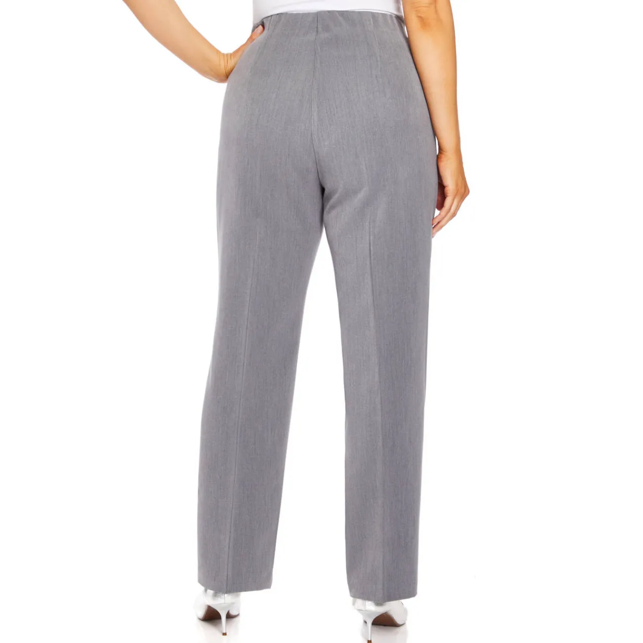 Hot Beige Pull On Trouser Grey Parallel Leg