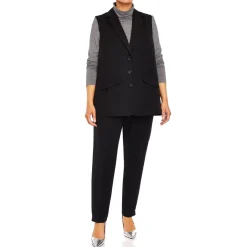 Sale Beige Pull On Trouser Narrow Leg Black