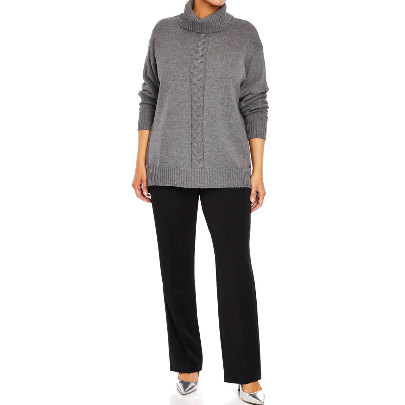 Discount Beige Pull On Trouser Parallel Leg Black