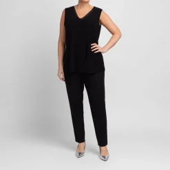 Clearance Beige Pull-On Trousers Black