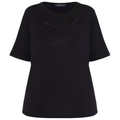 Clearance Elena Miro Embroidered Cotton T-Shirt Black