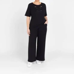 Clearance Elena Miro Embroidered Cotton T-Shirt Black
