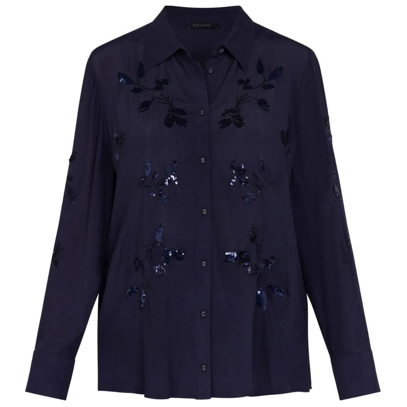 Best Elena Miro Georgette Sequinned Shirt Navy