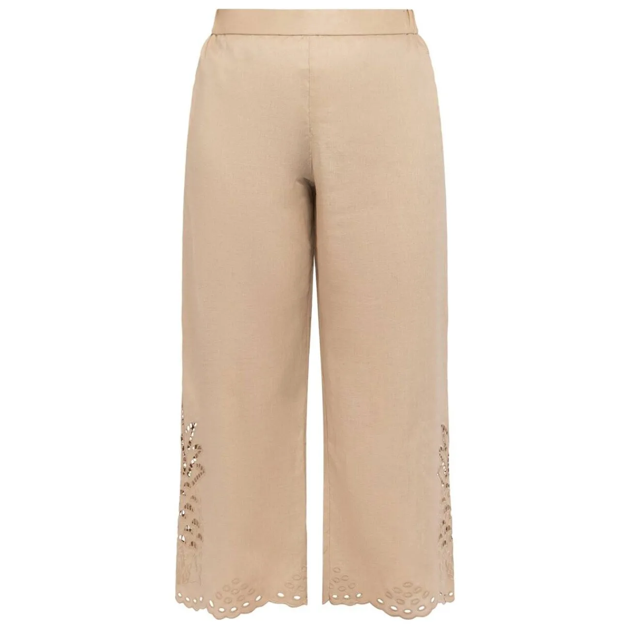 New Elena Miro Linen Embroidered Trousers Sand