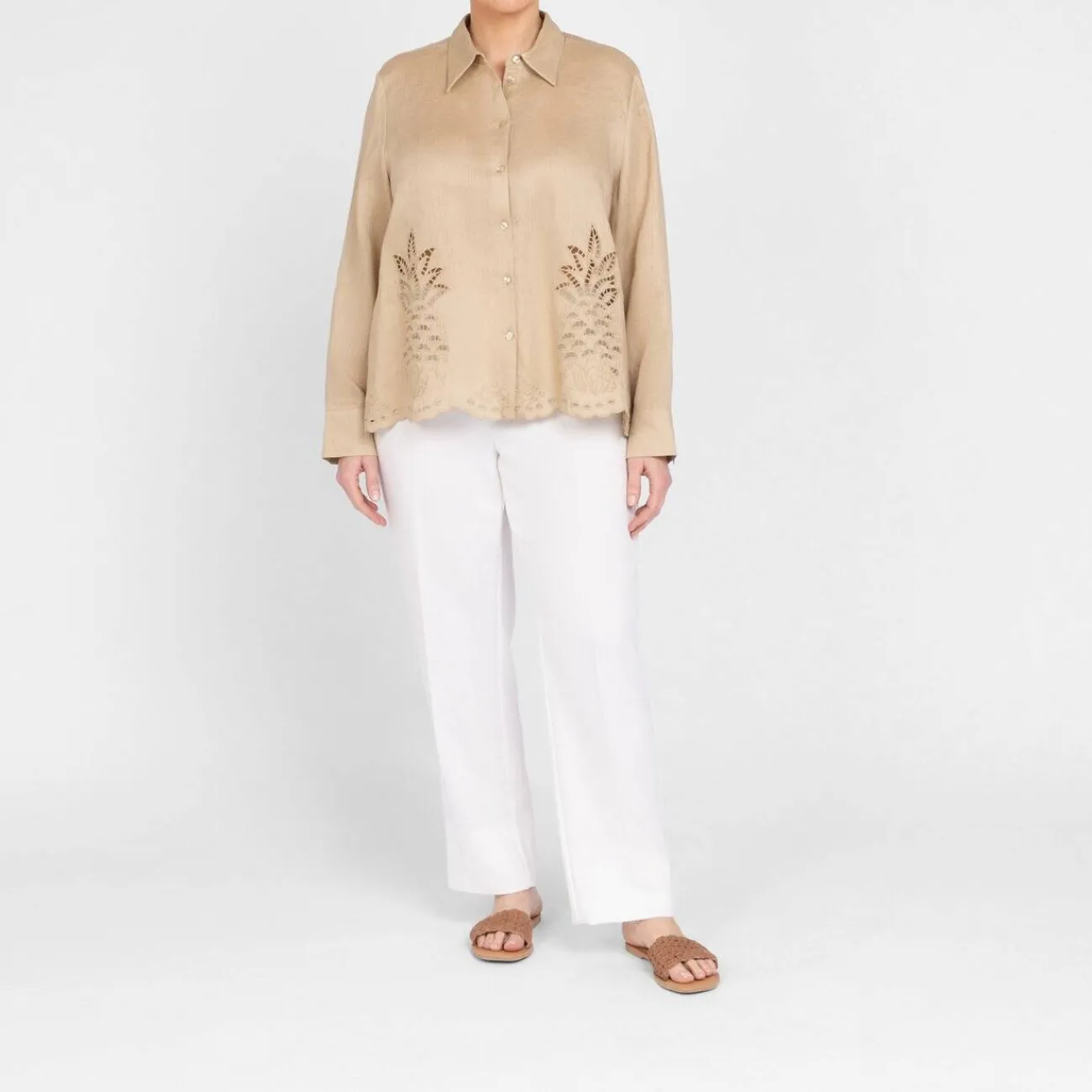 Sale Elena Miro Linen Shirt Sand