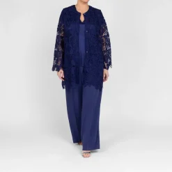 Discount Elena Miro Long Lace Jacket Navy