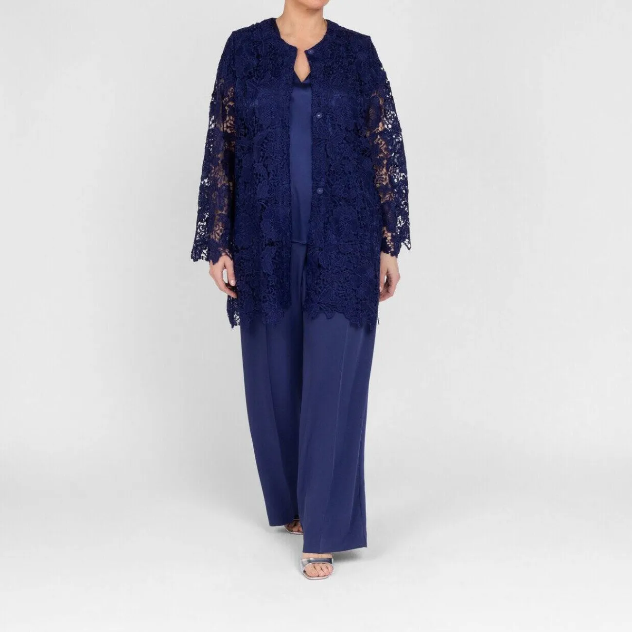 Discount Elena Miro Long Lace Jacket Navy