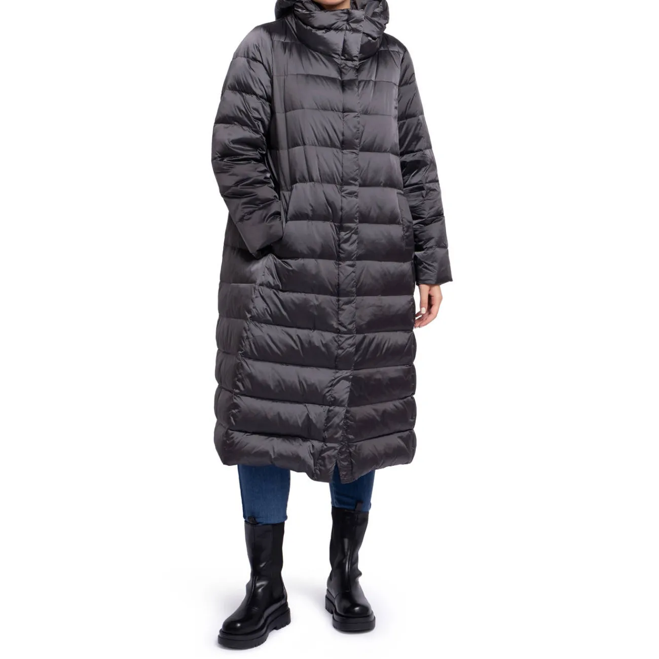 Fashion Elena Miro LONG PUFFER COAT ANTHRACITE