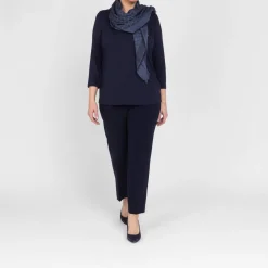 Discount Elena Miro Monogram Scarf Navy