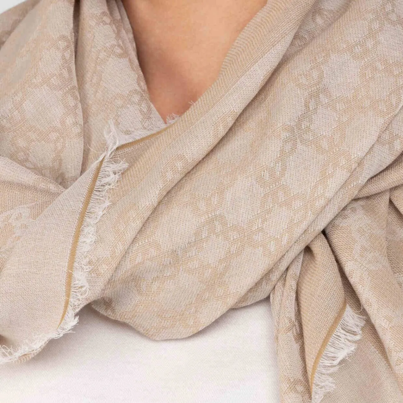 Sale Elena Miro Monogram Scarf Sand