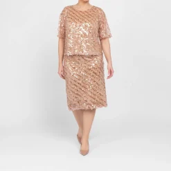 Sale Elena Miro Sequin Embellished Pencil Skirt Peach