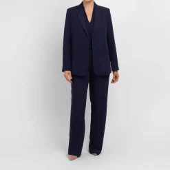 Fashion Miro Elegante Elena Miro Straight Leg Trouser Navy