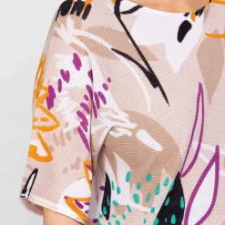 Fashion Faber Abstract Floral Print Sweater Beige