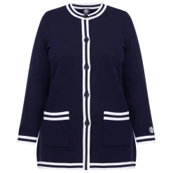 Discount Faber Long Knitted Jacket Navy