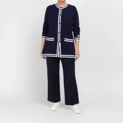 Discount Faber Long Knitted Jacket Navy