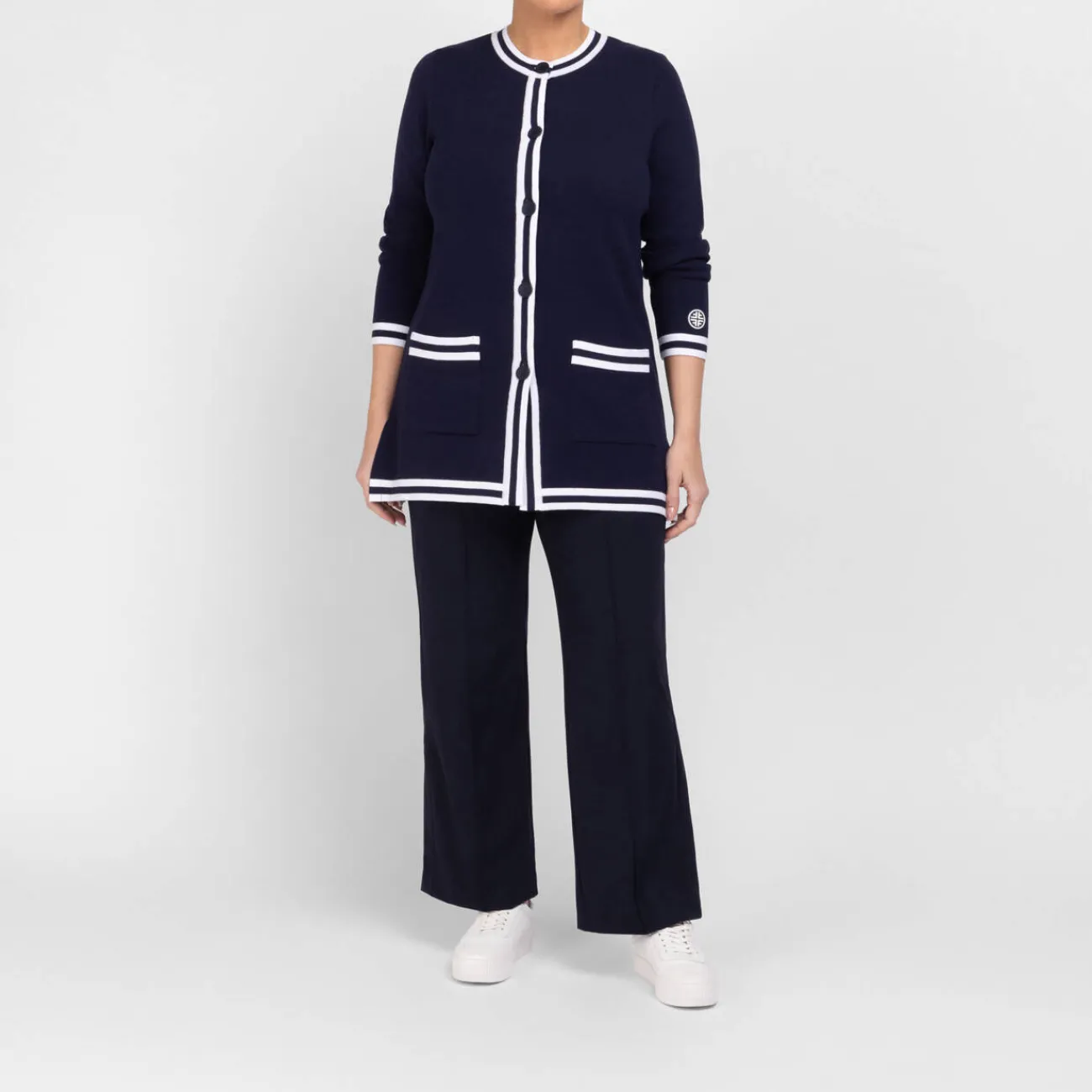 Discount Faber Long Knitted Jacket Navy