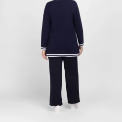 Discount Faber Long Knitted Jacket Navy