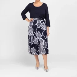 Clearance Faber Pleated Skirt Abstract Print Outfit