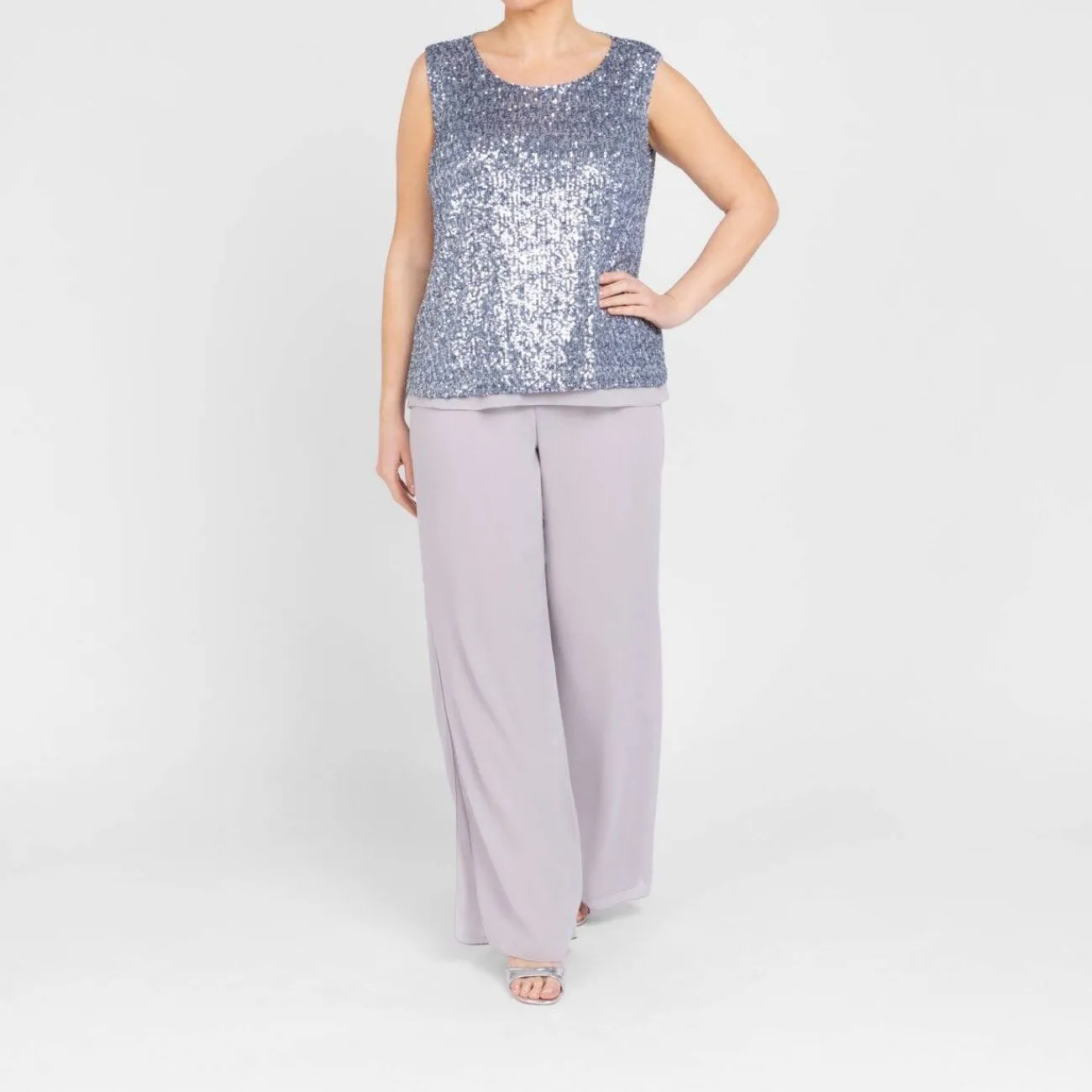 Outlet GAIA Life Deep Side Slit Trouser Pearl Grey