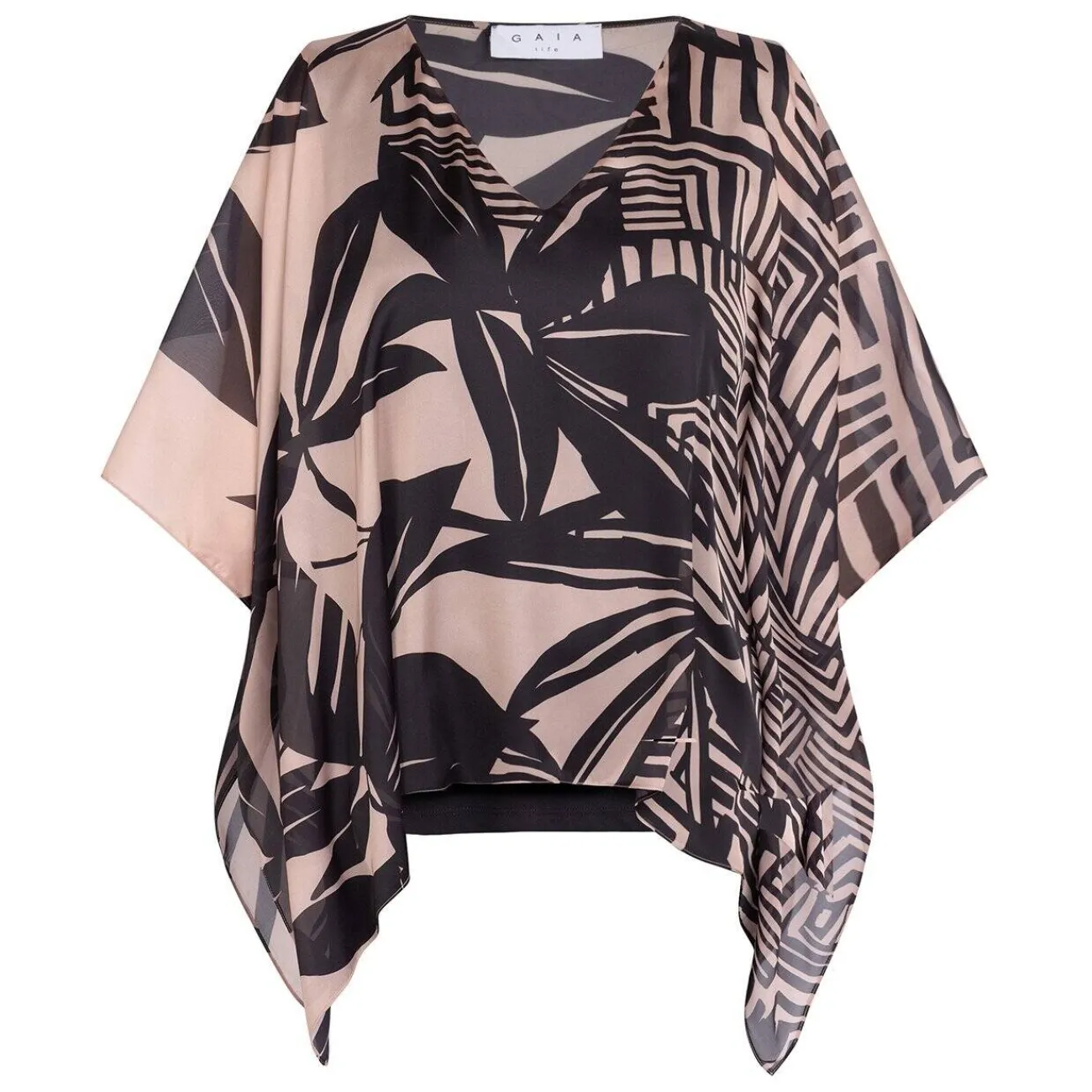 New GAIA Life Leaf Print Tunic Camel