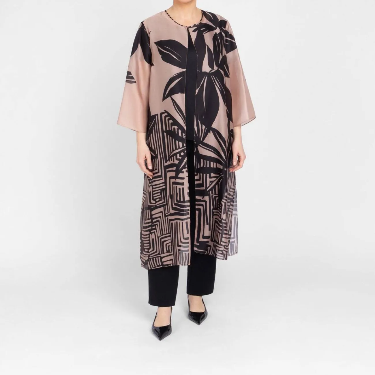 Best GAIA Life Long Printed Jacket Camel