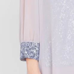 Clearance GAIA Life Pearl Grey Long Duster Jacket With Sequin Cuff