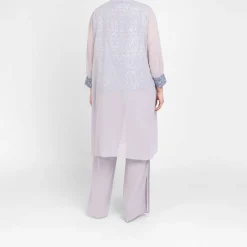 Clearance GAIA Life Pearl Grey Long Duster Jacket With Sequin Cuff